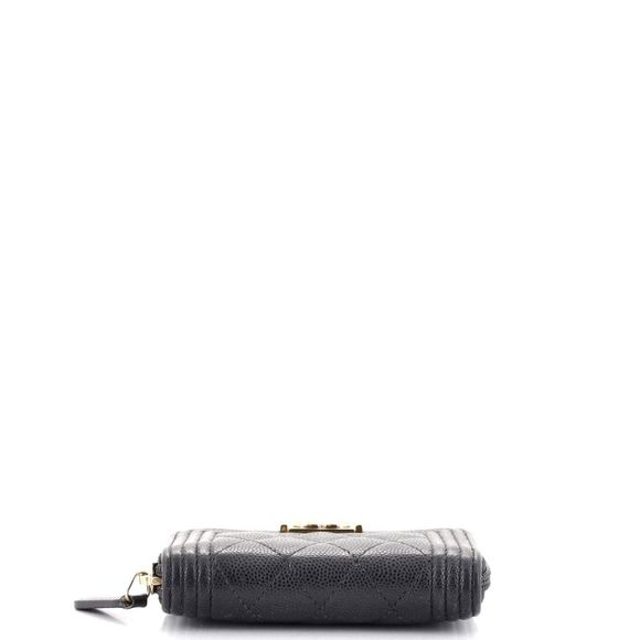 Chanel Boy Zip Coin Purse Quilted Caviar Small Black - Picture 4 of 7
